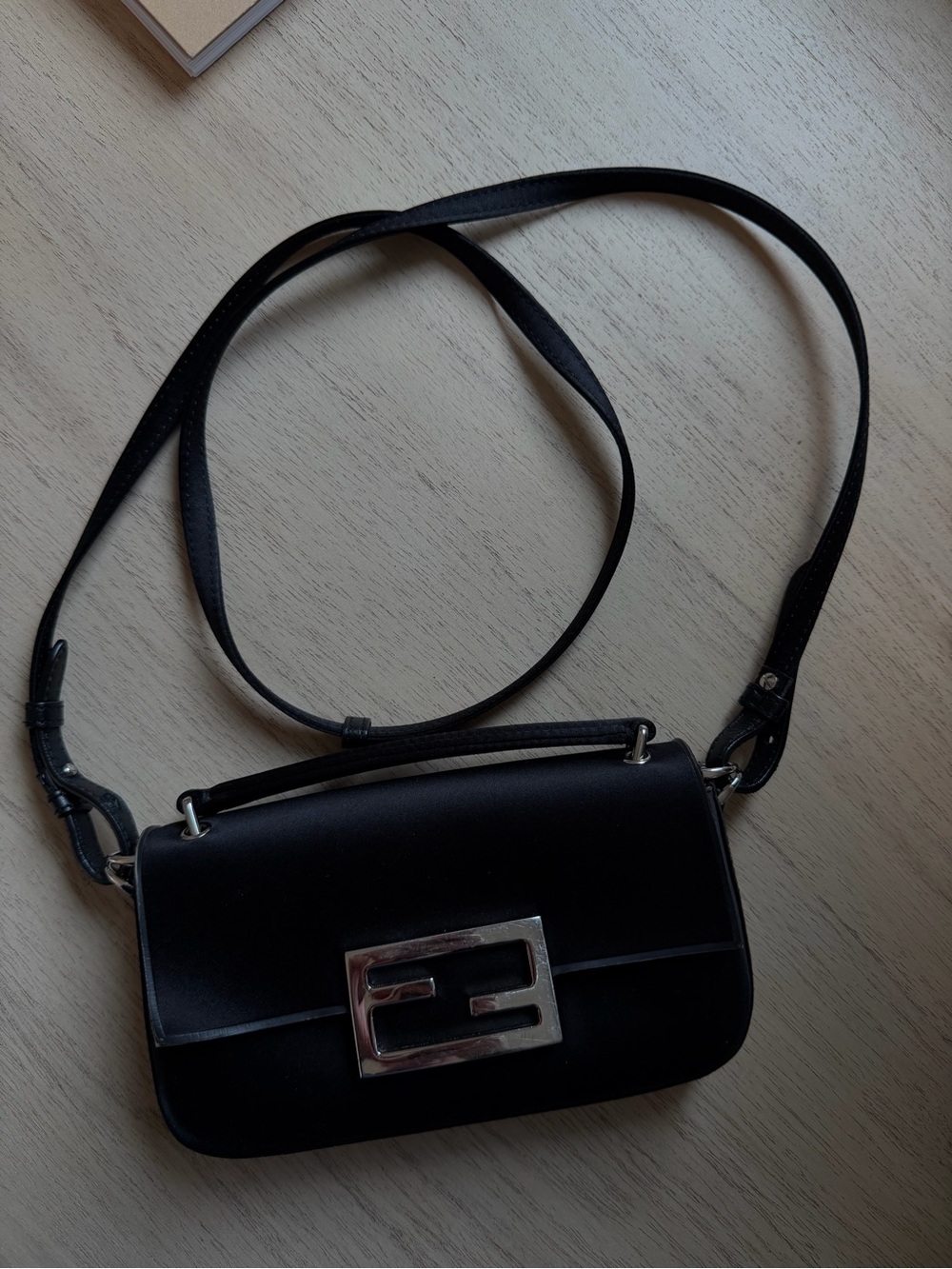 Fendi Mini Satin & Leather black purse silver hardware - Picture 2 of 12